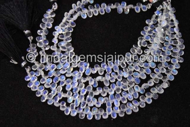 White Rainbow Faceted Pear Beads